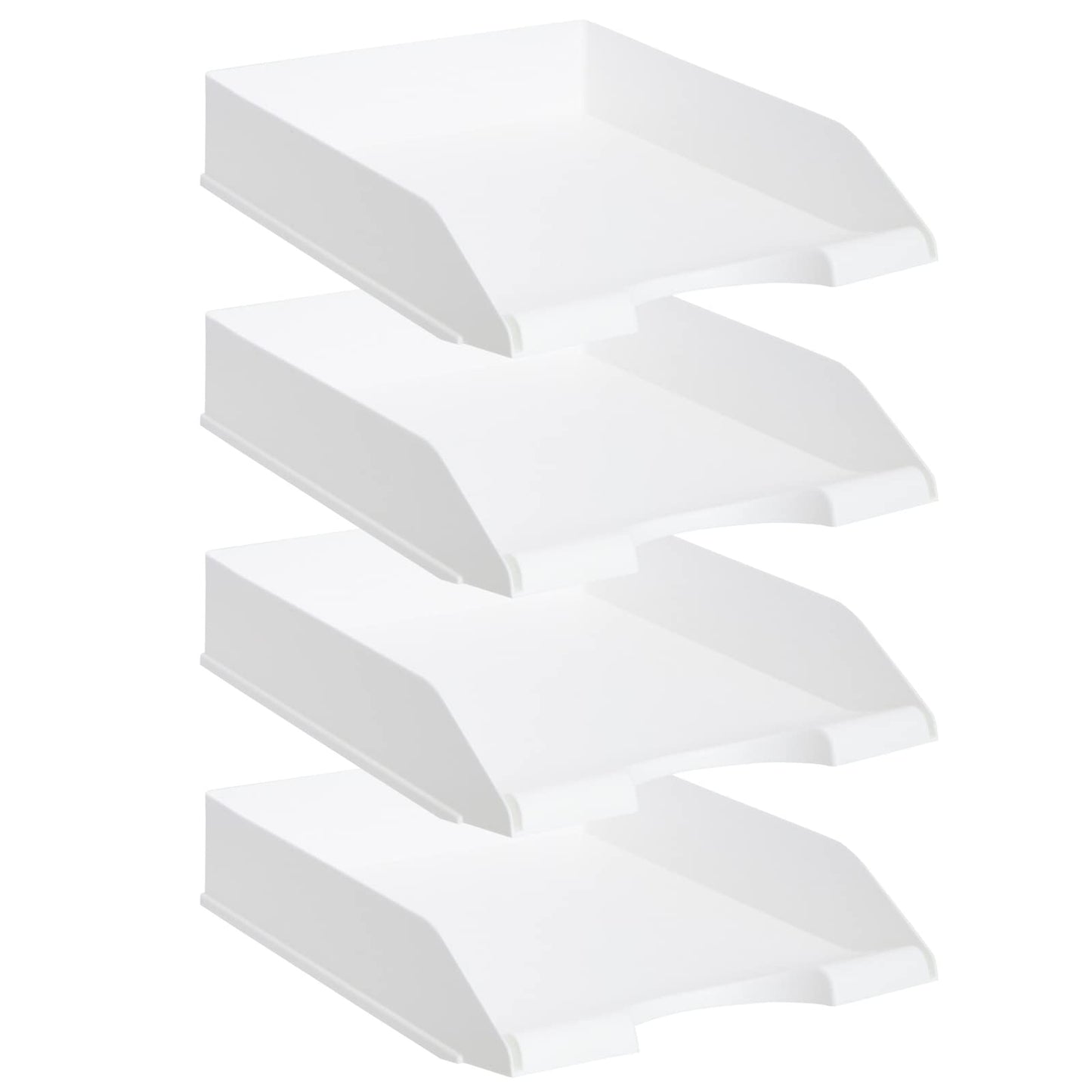 Stockroom Plus Rectangular Letter Trays - Paper Trays for Classroom - Desktop Paper Organizer & File Holder - Document Organizer for Desk Storage - Pack of 4, White, 10 x 13.5 x 2.5 in