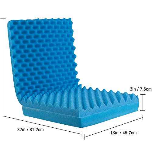 DMI Egg Crate Sculpted Foam Chair Cushion, Seat Cushion, Car Seat Cushion, Office Chair Cushion Relieves Back Pain, Tail Bone Pain, Sciatica, 32 X 18 X 3 inches, Full Back,1 Count