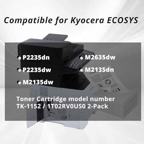 BEISE TK1152 Toner Cartridge Compatible for Kyocera ECOSYS M2135dn M2635dw P2235dn P2235dw M2135dw High Yield Set 3,000 Pages 2-Pack Replacement tk1152 Toner Cartridges 1T02RV0US0 Black
