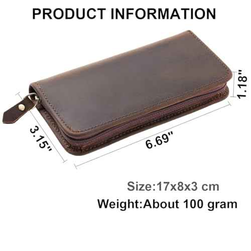 EURYNOME Leather Fountain Pen Holder,Leather Pencil Case Shockproof 3 Divided Slots,Portable Storage Bag for Invoice/Receipt/Cards/Coupon/Tickets