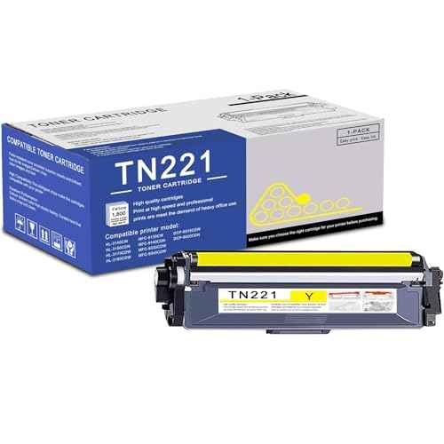 1 Pack TN221 Yellow Toner Cartridge High Yield Compatible TN221 Replacement for Brother HL-3140CW 3150CDN 3170CDW MFC-9130CW 9140CDN 9340CDW DCP-9015CDW 9020CDN Printer