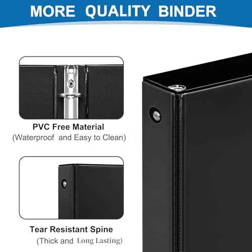 1-inch 3-Ring Binder, 1" Round Ring Binder with 2 Inside Pockets, 8 Pack Black Binders, Clear View Cover, Holds 8.5'' x 11''Paper for Office/Home/Back to School