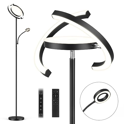 FIMEI 3 in 1 Floor Lamp, Modern Bright Standing Lamp with Split Rotatable Outer Ring Light and Small Reading Light, 4 Color Temperature and Dimmable, 3-Way Independent Control for Living Room Office