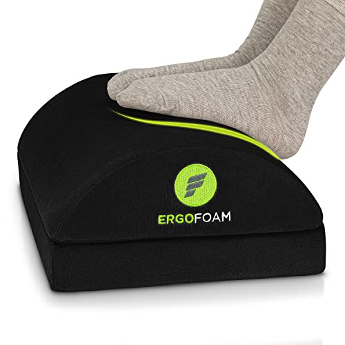 ErgoFoam Adjustable Foot Rest for Under Desk – Black Velvet, Tall