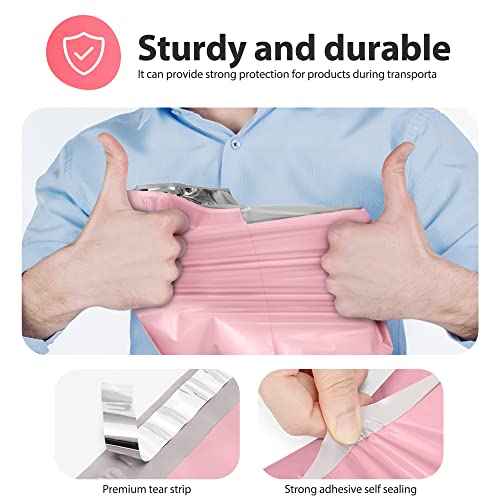Fuxury Poly Mailers 14.5x19 Inch 50pc Shipping Bags for Small Business Mailing Envelopes for Clothing,Self Seal Shipping Envelopes Waterproof Poly bags Durable Packaging Bags Light Pink