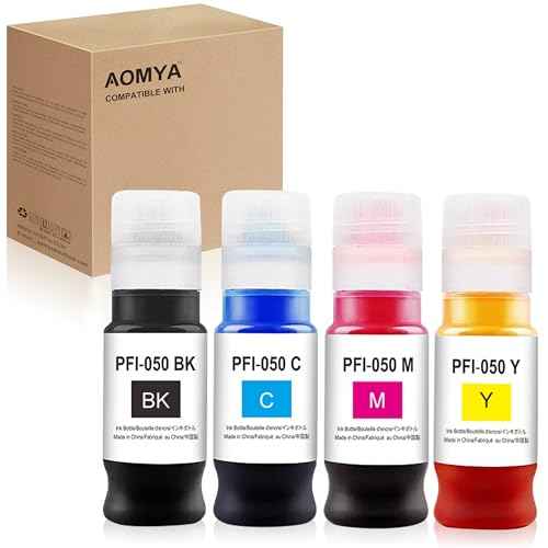 Aomya PFI-050 Ink Refill PFI050 Pigment Ink Bottle Compatible with Canon imagePROGRAF TC-20 TC-20M Printer (4 x70ml,BCMY)