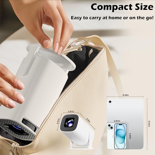 Mini Projector with Wifi and Bluetooth, Build-in Android 14, Portable Projector Outdoor&Ceiling Use, Auto Keystonet&270¡ÆRotatable, 200 Ansi, 4k Home Thearter Movie Projector for HDMI USB