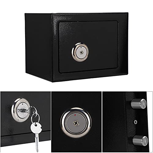 Steel Safe Box with Key Lock, Anti-Theft Security Storage for Cash, Jewelry, Documents, Home & Office Use, Includes 2 Keys & Screws
