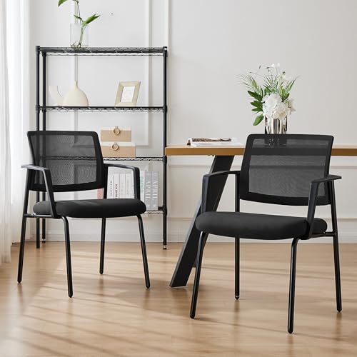DUMOS 4-Pack Stacking Mesh Office Chairs - Black, Ergonomic Guest Reception Chairs