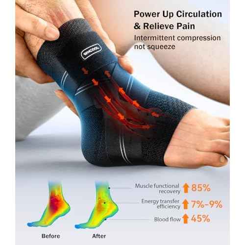 Flat Knitting Ankle Brace For Women&Men, 7-Zone Dynamic Compression Sleeve w/Flex Strap,Foot Support For Sports, Sprained Ankle, Achilles Tendonitis, Plantar Fasciitis Relief(Pack of1)XL, Black
