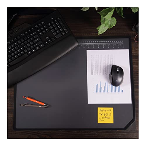 Artistic Logo Desk Pad 19x24 Inch Engineering Office Mat with Ruler Measurements, Black/Clear
