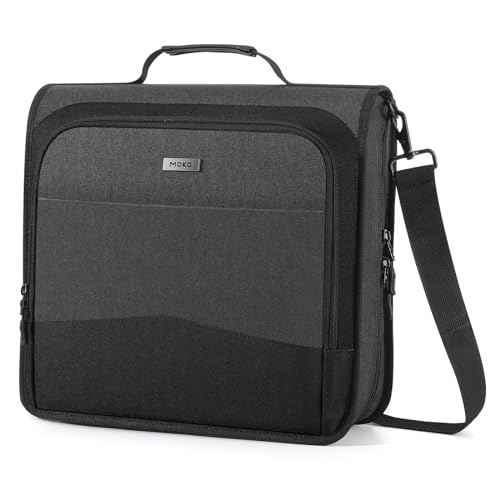 MoKo Zipper Binder with Multi-Pocket, 3 Inch 3 Ring Zipper Binder, 600 Sheet Capacity 6 Tab Expanding File Folder Multi-Pocket Zip Up Binders with Shoulder Strap & Handle for Middle School, Black