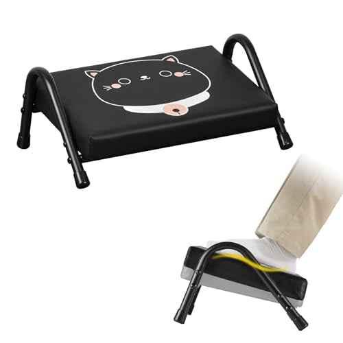 Foot Rest for Under Desk at Work,Ergonomic Foot Rest for Office Use, Heights,Relieving Pain in Lower Back, Hip, Knee(Black with Kitten) (Black and Kitten)