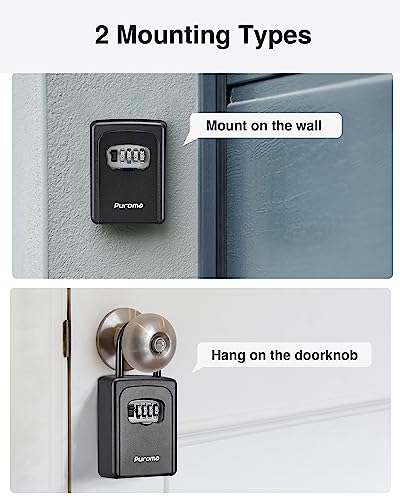 Puroma Large Key Lock Box with Code – Black (Variation: Pure Black) Wall Mount