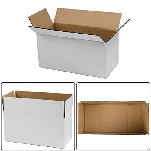 50 Pack 8x4x4 Inches Shipping Boxes, Small Corrugated Cardboard Boxes for Mailing and Packing, White