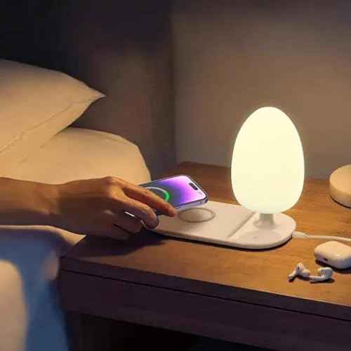LDNIO Bedside Lamp with Wireless Charger, Desktop lamp with Wireless Fast Charger LED Desk Lamp with Dimable Touch Control Night Light with Wireless Charger Perfect for Gift