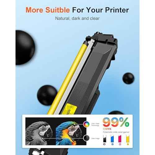 TN221 TN225 Toner Cartridges for Brother TN221 TN225 to Use with HL-3170CDW MFC-9130CW MFC-9330CDW HL-3180CDW HL-3140CW Printer (2 Black, 1 Cyan, 1 Magenta, 1 Yellow, 5 Pack)
