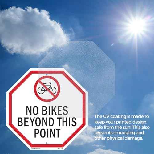 No Bikes Beyond This Point (5 Pack) 10 inch X 10 inch Octagon Rust Free Aluminum Metal Signs Weather Resistant, UV Protected for Workplace, Private Property, and Construction Site, Made in the USA