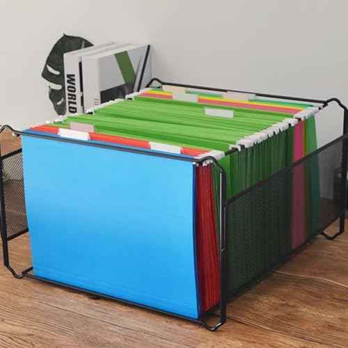 25 Packs Hanging File Folders,Black Letter Size File Folder,Designed for Bulky Files,Filing Cabinet,1/5 Adjustable Tabs for Office,School,Home