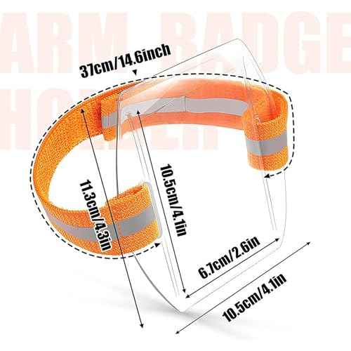 Arm Badge Holder Armband with Adjustable Strap IDs Cards Sleeve Plastic Name Label Badge Holder for Work Pass Universal Armband Wristband Pouch Sleeve