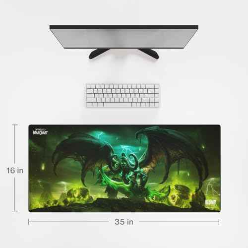 World of Warcraft Illidan Gaming Mouse Pad, Computer Mouse Mat, Flat Stitched Edge, Non-Slip Rubber Base, Gamers & Office Use, 35 x 16 - Officially Licensed