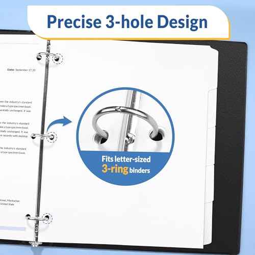 SUNEE Binder Dividers with Tabs for 3 Ring Binder, 8.5 x 11 Paper White Binder Dividers Blank with 5 Tabs, 20 Sets Page Dividers for School, Office and Home, 100 Dividers