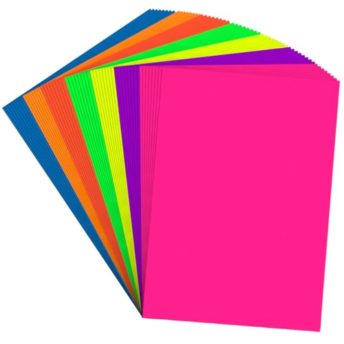 Poster Board 22x28 Inches,56 Sheets Neon Paper 7 Color Fluorescent Paper Bright Cardstock 250 GSM/90 lb Heavyweight Projects School Science Fair Event Displays and Business Presentations