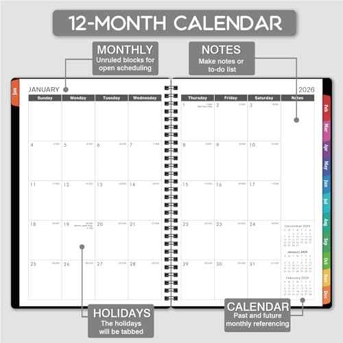 2026 Appointment Book - 2026 Planner, Weekly Appointment Book & Planner, Jan 2026 - Dec 2026, 2026 Daily Hourly Planner, 6.3" x 8.5", Half Hour (30 Mins) Interval, Colorful Tabs, Thick Paper