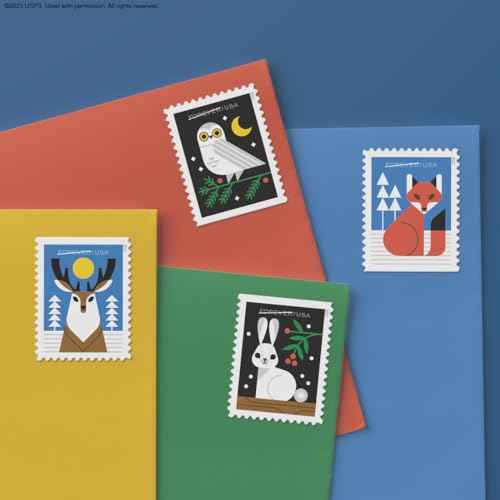 Winter Woodland Animals (Booklet of 20) Forever Postage Stamps (a Deer, Fox, Rabbit, and Owl) 2023 Scott #5822-5825