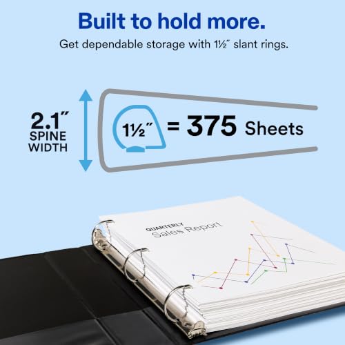 Avery Showcase 1.5-Inch Slant Ring Binder - White, Light Use, 375 Sheets