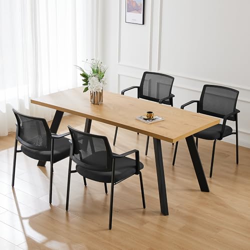 DUMOS 4-Pack Stacking Mesh Office Chairs - Black, Ergonomic Guest Reception Chairs