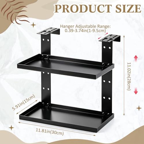 BrightRow 2-Tier Square Shelf with Adjustable Hooks - Large Cubicle Organizer