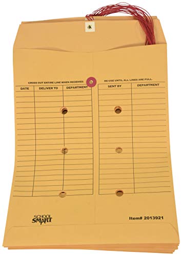 School Smart Interoffice Envelopes 10x13 Inches Kraft Brown Pack of 100