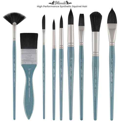 Creative Mark Mimik Professional Watercolor Brushes - Mottler Set of 3 - Synthetic Squirrel Hair - Natural Bristle Artist Brushes for Watercolors, Gouache & Acrylics