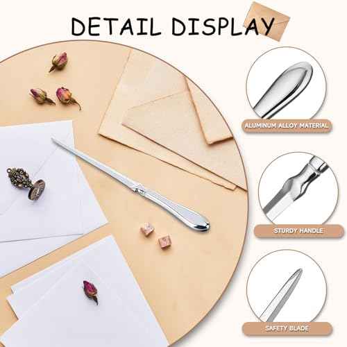 Vastarsky Letter Opener, Premium Envelope Opener Knife, Metal Office Letter Opener Envelope Slitter, Ergonomic Grip Handle Paper Cutting Tool for School Office Home Supplies