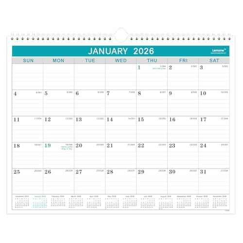 Calendar 2026, 12 Months from January 2026 to December 2026,11.5" x 14.6", with Julian Date