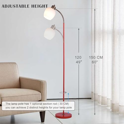 Adjustable Reading Floor Lamp,360¡ÆRotatable Shade,3CCT LED Bulb Include,Red Gooseneck