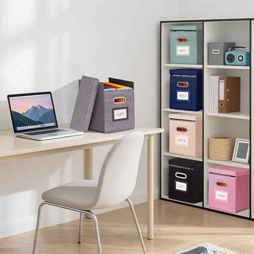 4 Pack Hanging File Folders Organizer with Lid, Letter Size Fabric File Storage Box Collapsible, Portable Office Document Holder with Metal Handle, Smooth PVC Rails, Green