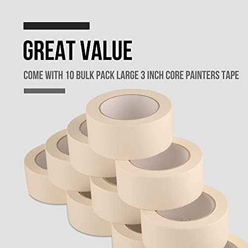 Lichamp Wide Masking Tape 2 inches, 10 Pack General Purpose Masking Tape Bulk Multipack for Basic Use, 1.95 inches x 55 Yards x 10 Rolls (550 Total Yards)