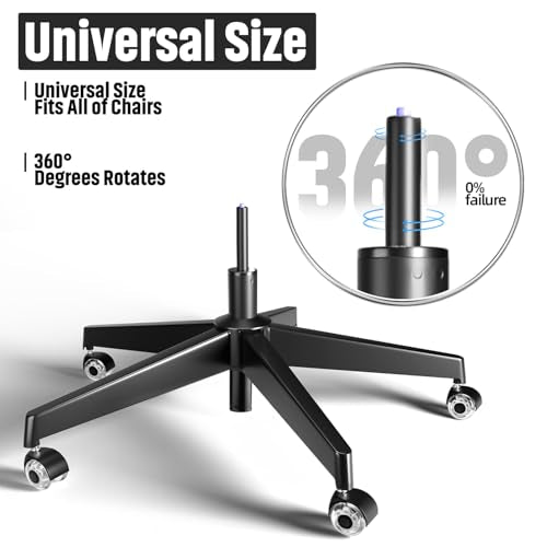 Sytopia Office Chair Base Replacement Bundles, Heavy Duty 2500LBs, Reinforced to Repair Swivel Gaming Chair Bottom Part with 5 Universal Premium Casters and 1 Gas Lift Cylinder(Matte Black)