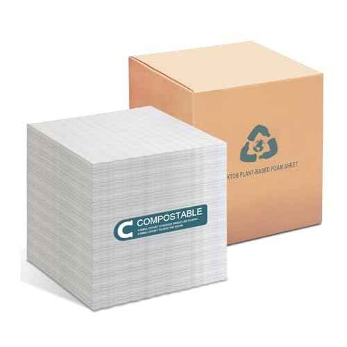 100% Compostable Packing Foam Sheets-KTOB 100 Pack 12¡±x 12¡±Eco Friendly Moving Supplies and Sustainable Packing Material for Fragile Items
