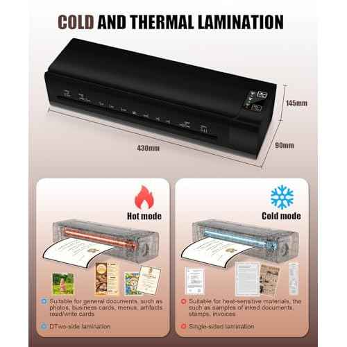 A3 Laminator Machine,13 Inch 9-in-1 Laminating Machine with Laminating Sheets,Thermal Laminator Hot & Cold with Fast Warm Technology for Home,Office or School Supplies(Black)