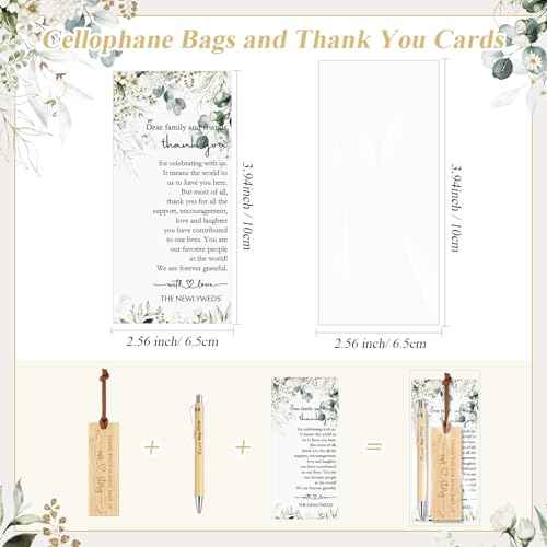 Skyygemm 50 Sets Wedding Party Favors for Guests Include We Got It Write Wood Bamboo Pens Bookmarks with Tassel Thank You Cards with Bag Wedding Favors Welcome Bag Stuffers for Bridal Shower Party
