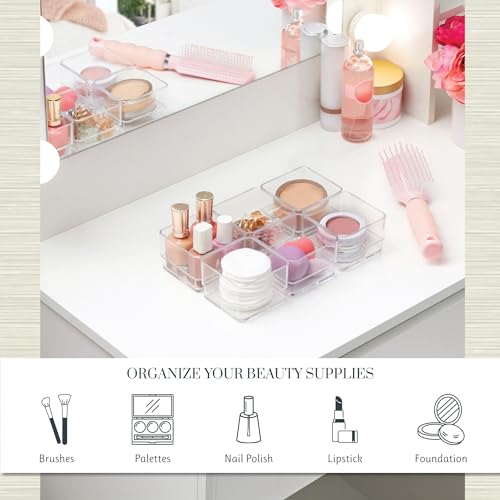 STORi SimpleSort 6-Piece Clear Stackable Drawer Organizer Set 3x3x2" for Makeup & Office