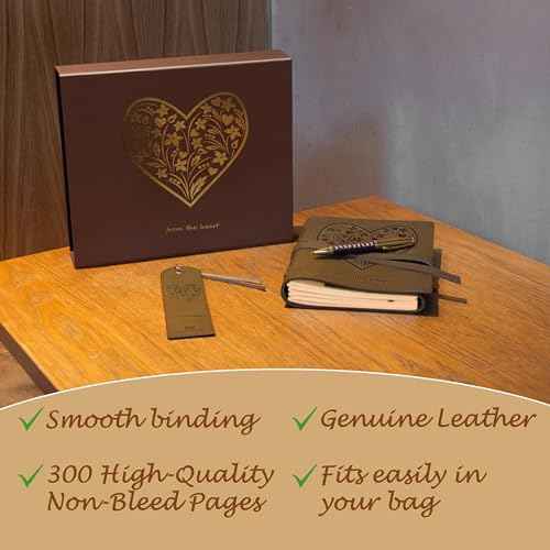 Sovereign-Gear Heart Embossed Leather Journal Gift Set ? Handmade Leather Notebook with Pen & Bookmark | Writing Journal for Men & Women | Sentimental Gift Box for Anniversary, Valentine¡¯s or Birthday