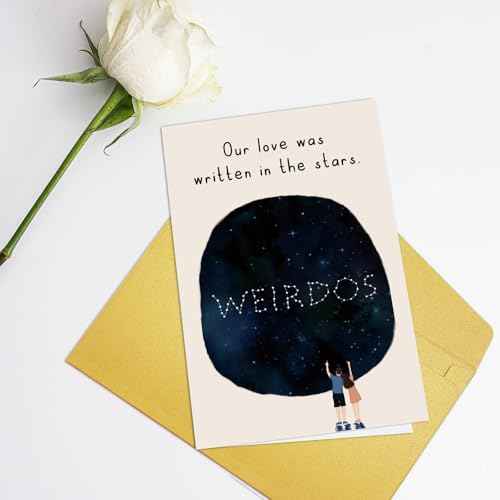 Supoeguk Funny Weird Couple Anniversary Card, Romantic Starry Sky Anniversary Card, Love Card, Our Love Was Written in The Stars