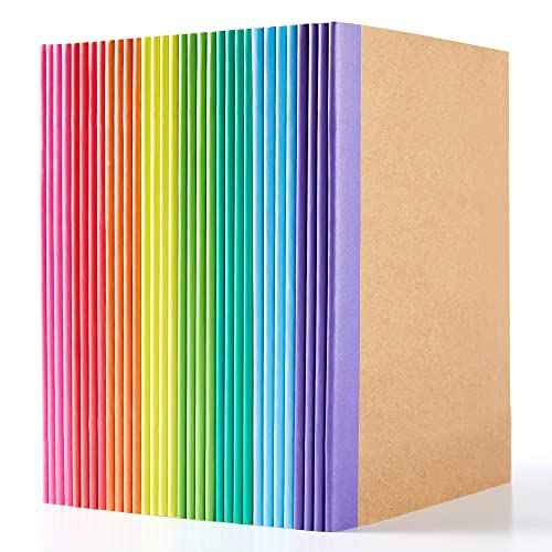 32 Pack Composition Notebooks Bulk, Feela Kraft Cover Lined Blank College Ruled Composition Travel Journals with Rainbow Spines For Women Students Business, 60 Pages, 8.3¡±x 5.5¡±, A5, 8 Colors