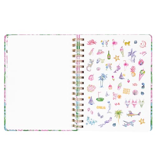 Lilly Pulitzer Jumbo Daily Planner August 2025 - December 2026, Weekly and Monthly Agenda with Stickers, Pockets, and Spiral Binding (Island Garden)