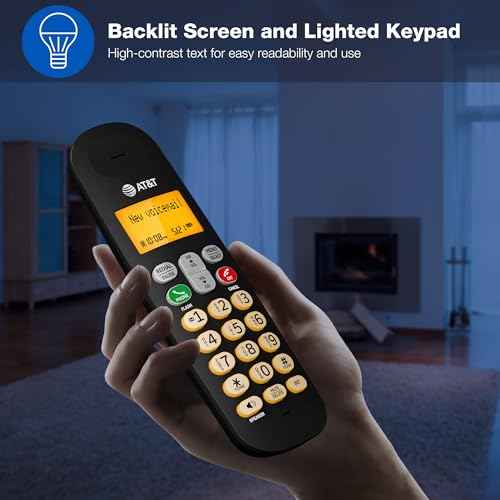 AT&T Cordless Phone 2 Handsets, with LCD Display, Lighted Keypad, Caller ID/Call Waiting, DECT 6.0 Full-Duplex Handset Speakerphone, ECO Mode, Voicemail Indication, Quiet Mode, Intercom: EL1101-2