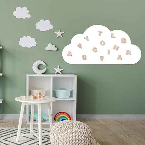 Zonon Magnet Wall Decal for Kids 39.3" x 21.6" Cloud Magnetic Whiteboard Contact Paper Adhesive Dry Erase White Board Sticker Peel and Stick Wallpaper Roll Learning for Playroom School Home(White)